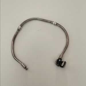 PANDORA 925 Sterling Silver Pandora Clasp Chain Charm Bracelet - used 14g